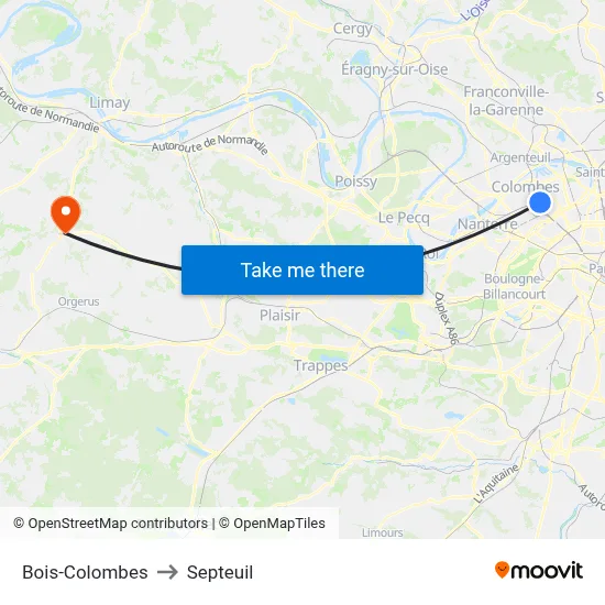Bois-Colombes to Septeuil map