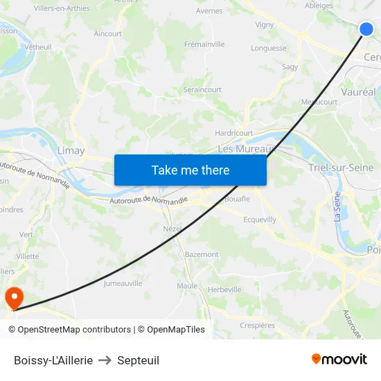 Boissy-L'Aillerie to Septeuil map