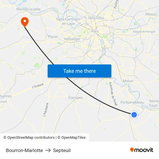 Bourron-Marlotte to Septeuil map
