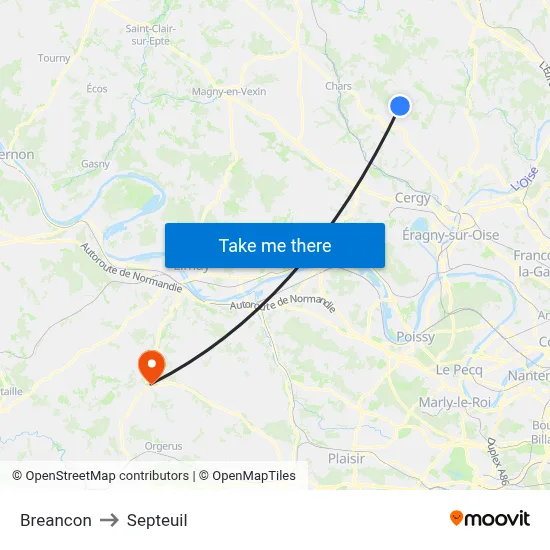 Breancon to Septeuil map
