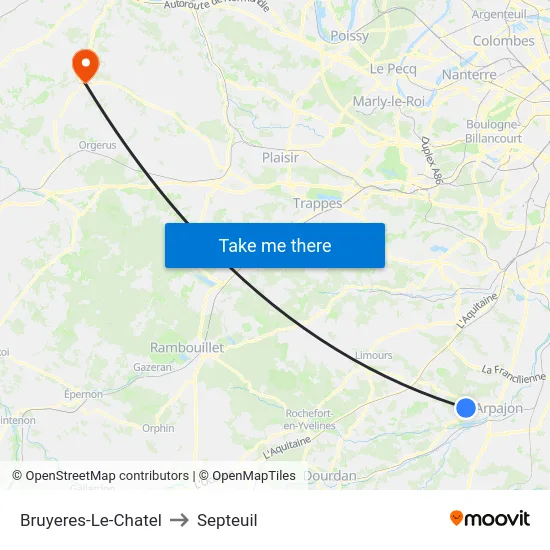 Bruyeres-Le-Chatel to Septeuil map