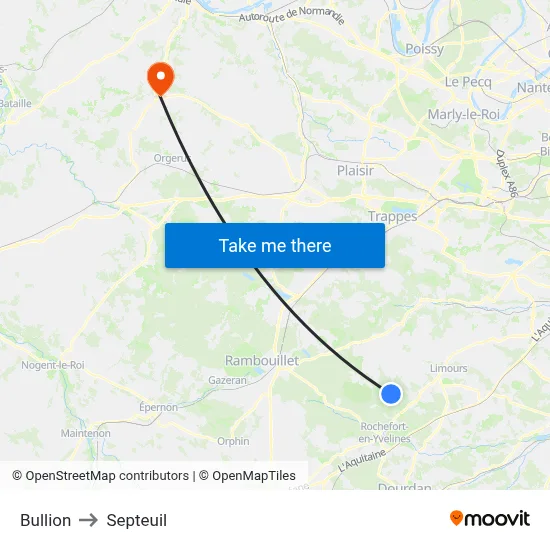 Bullion to Septeuil map