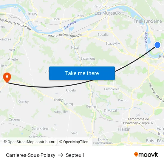 Carrieres-Sous-Poissy to Septeuil map