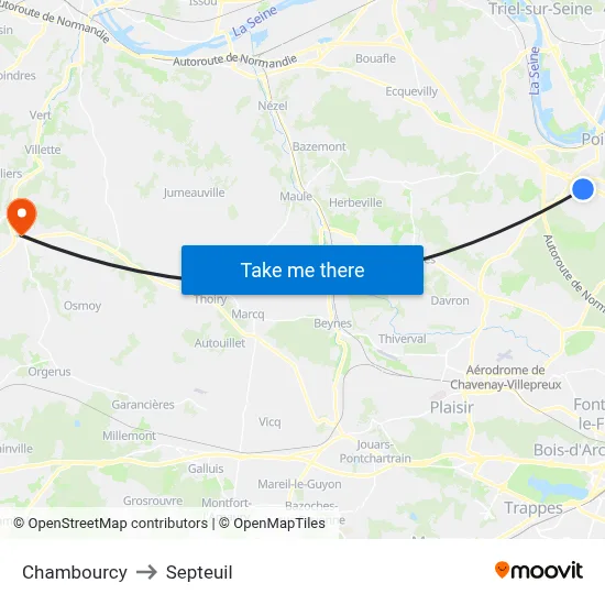 Chambourcy to Septeuil map