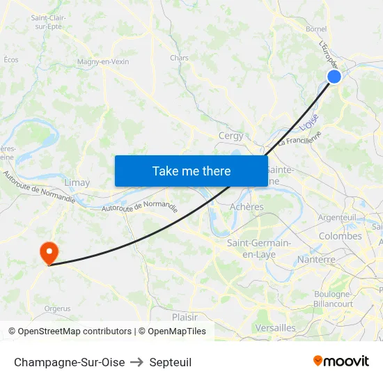 Champagne-Sur-Oise to Septeuil map