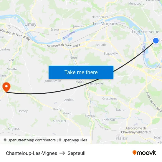 Chanteloup-Les-Vignes to Septeuil map
