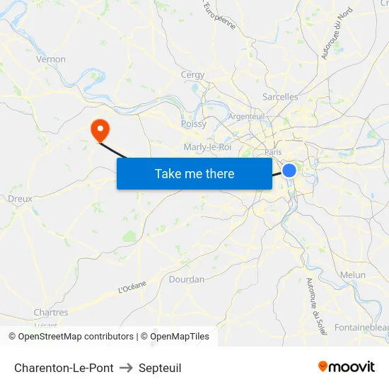 Charenton-Le-Pont to Septeuil map