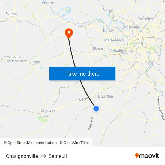 Chatignonville to Septeuil map