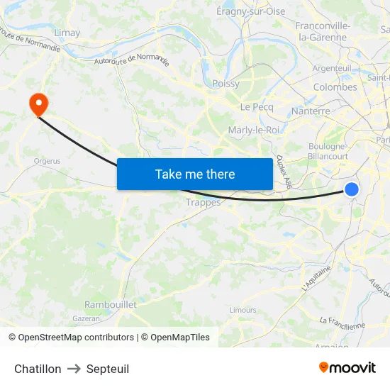 Chatillon to Septeuil map