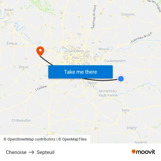 Chenoise to Septeuil map