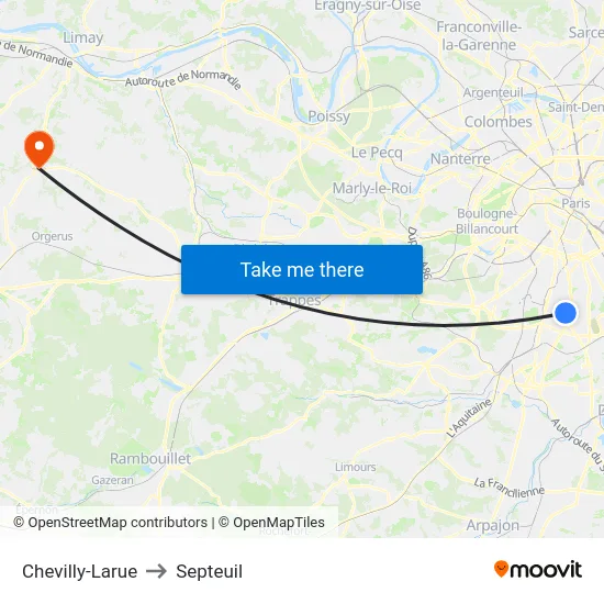 Chevilly-Larue to Septeuil map