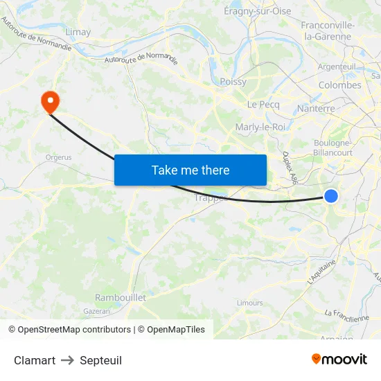 Clamart to Septeuil map