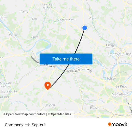 Commeny to Septeuil map