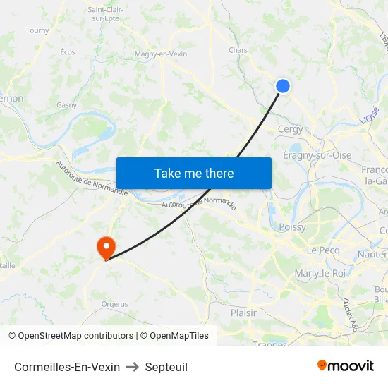Cormeilles-En-Vexin to Septeuil map