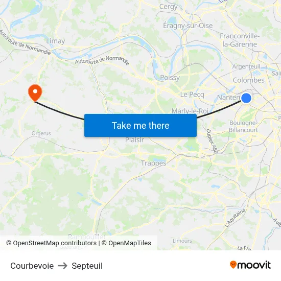 Courbevoie to Septeuil map