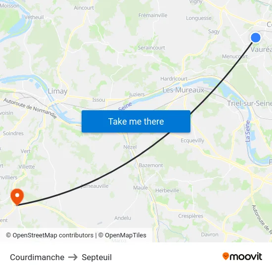 Courdimanche to Septeuil map