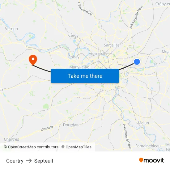 Courtry to Septeuil map