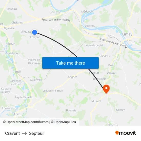 Cravent to Septeuil map