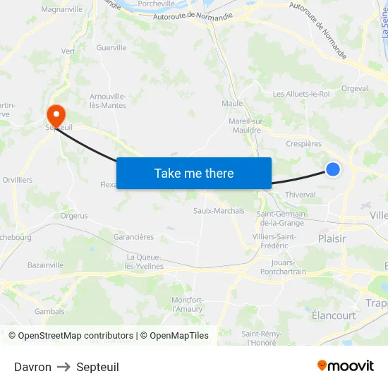 Davron to Septeuil map