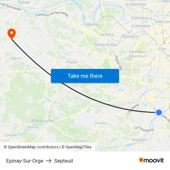Epinay-Sur-Orge to Septeuil map