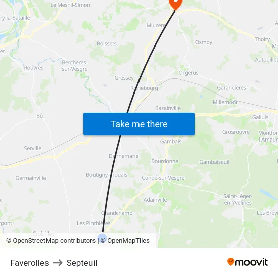 Faverolles to Septeuil map