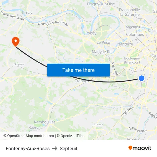 Fontenay-Aux-Roses to Septeuil map