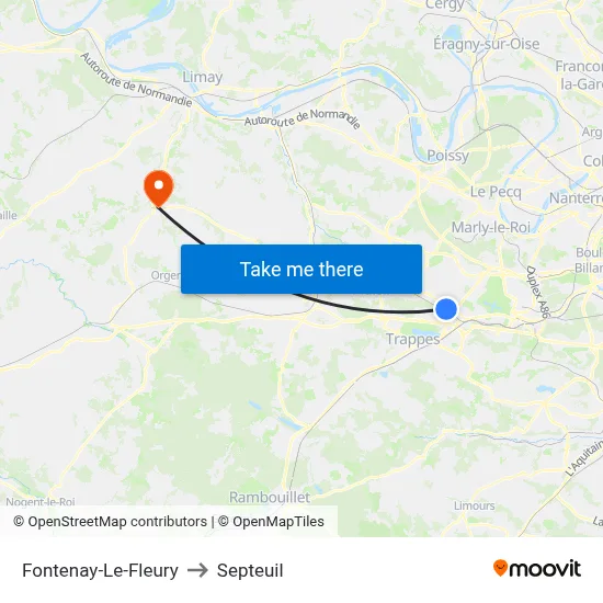 Fontenay-Le-Fleury to Septeuil map