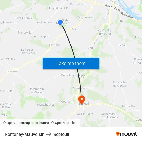 Fontenay-Mauvoisin to Septeuil map