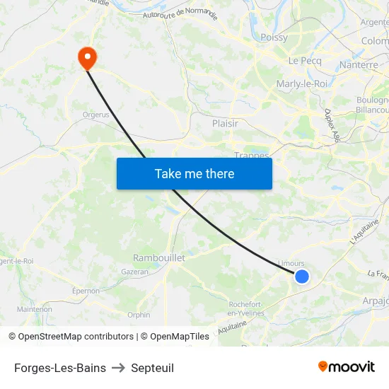 Forges-Les-Bains to Septeuil map