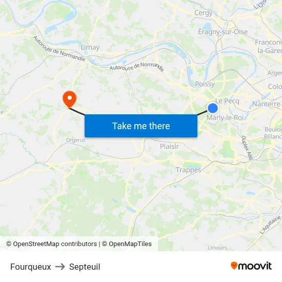 Fourqueux to Septeuil map