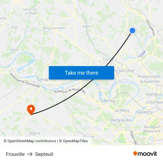 Frouville to Septeuil map