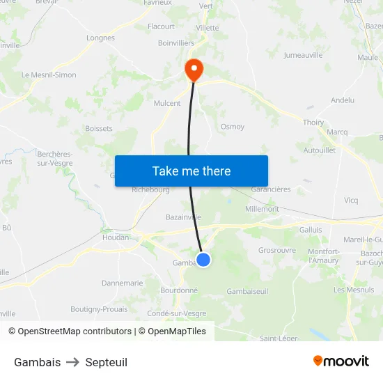 Gambais to Septeuil map