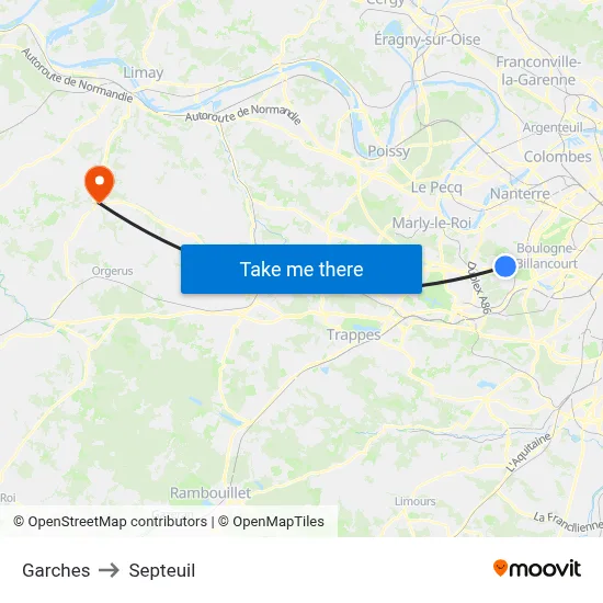 Garches to Septeuil map