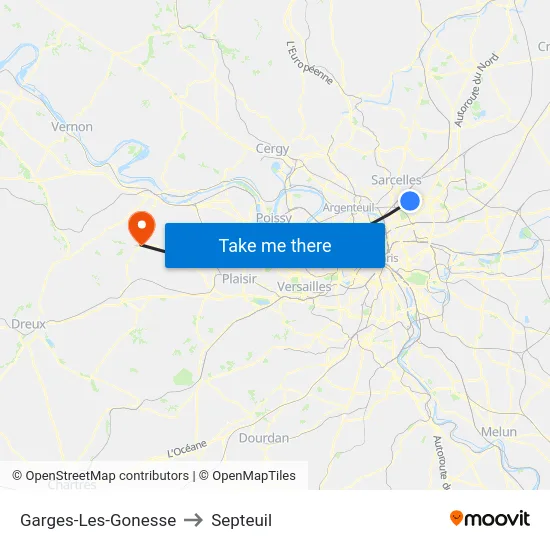 Garges-Les-Gonesse to Septeuil map