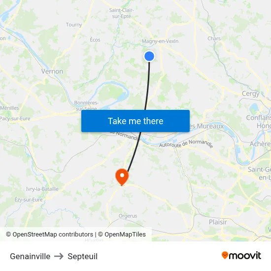 Genainville to Septeuil map