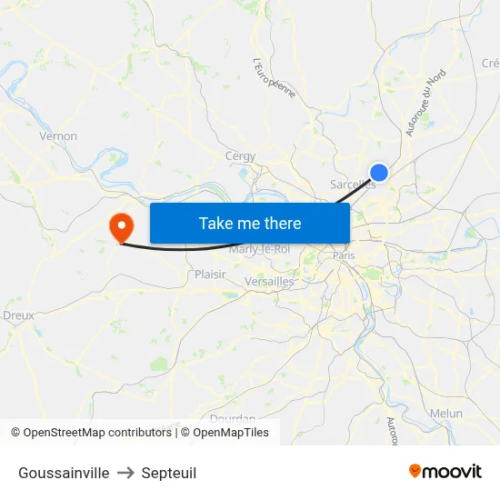 Goussainville to Septeuil map
