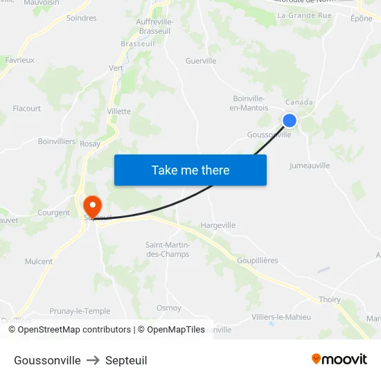 Goussonville to Septeuil map