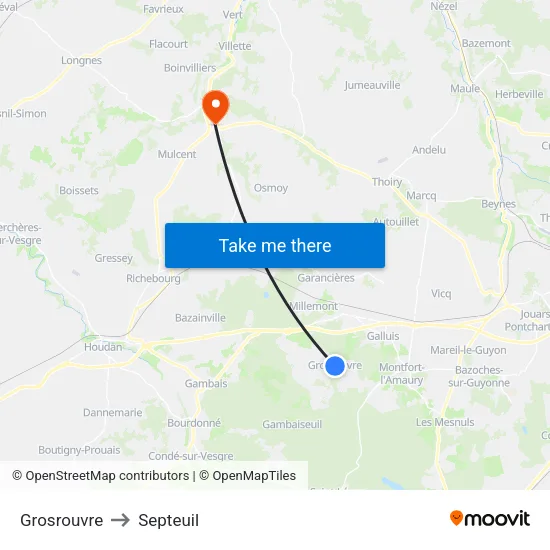 Grosrouvre to Septeuil map