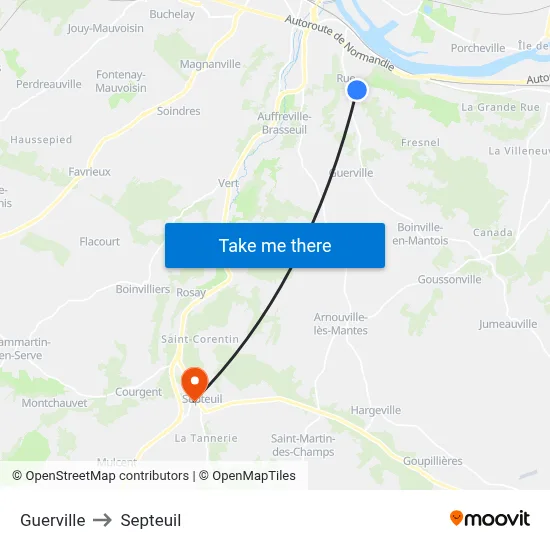 Guerville to Septeuil map