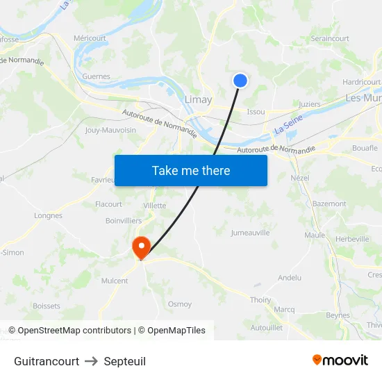 Guitrancourt to Septeuil map