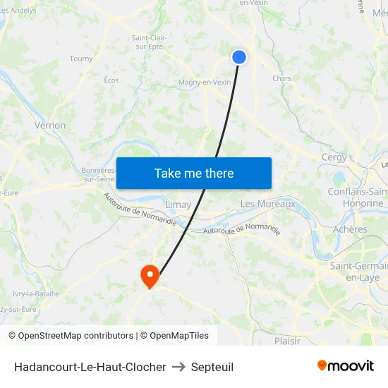 Hadancourt-Le-Haut-Clocher to Septeuil map