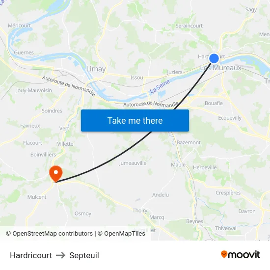 Hardricourt to Septeuil map