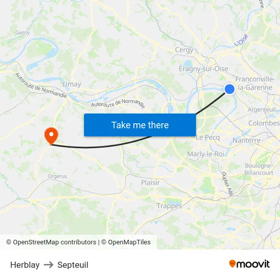 Herblay to Septeuil map