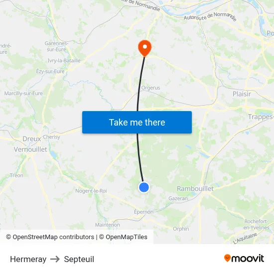 Hermeray to Septeuil map