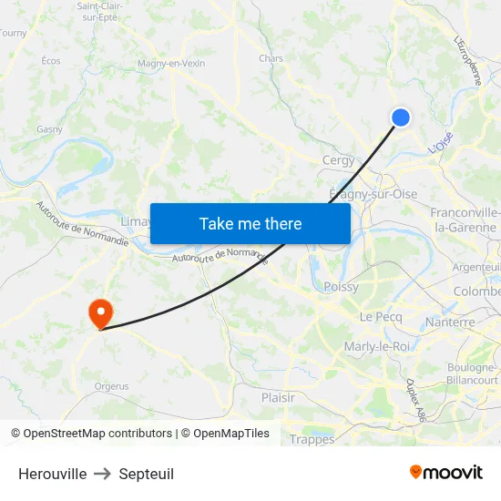 Herouville to Septeuil map