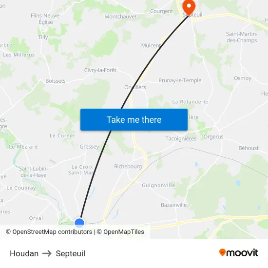 Houdan to Septeuil map