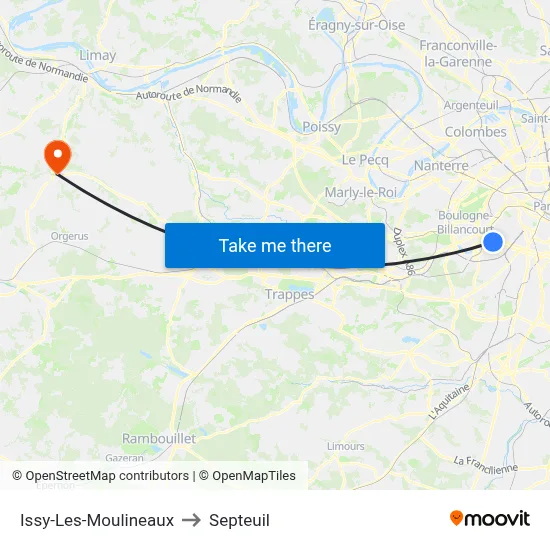 Issy-Les-Moulineaux to Septeuil map