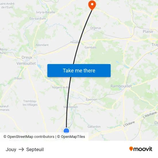 Jouy to Septeuil map