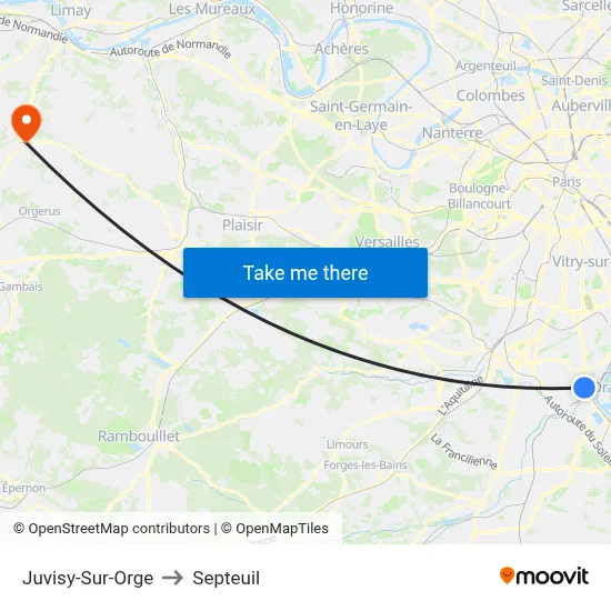 Juvisy-Sur-Orge to Septeuil map