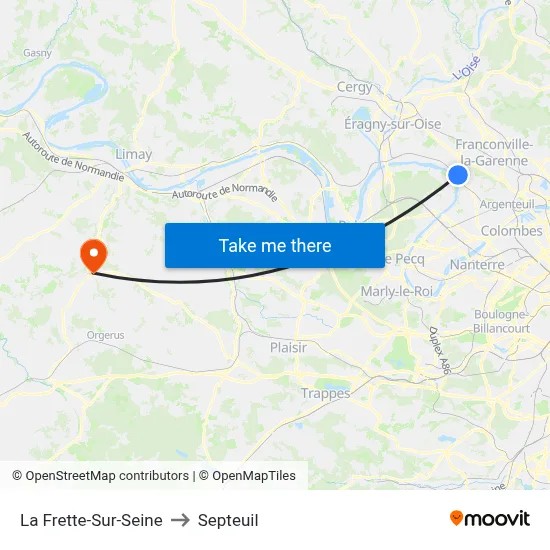 La Frette-Sur-Seine to Septeuil map